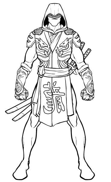 Ninja Warrior Coloring Page  Warrior drawing, Ninja art, Samurai drawing