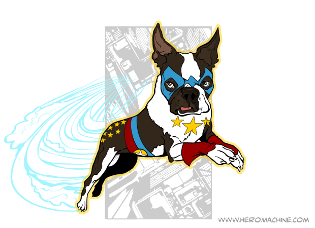 Tongue a-flapping in the wind, Dolly fights for dog and country in the skies high over the city!