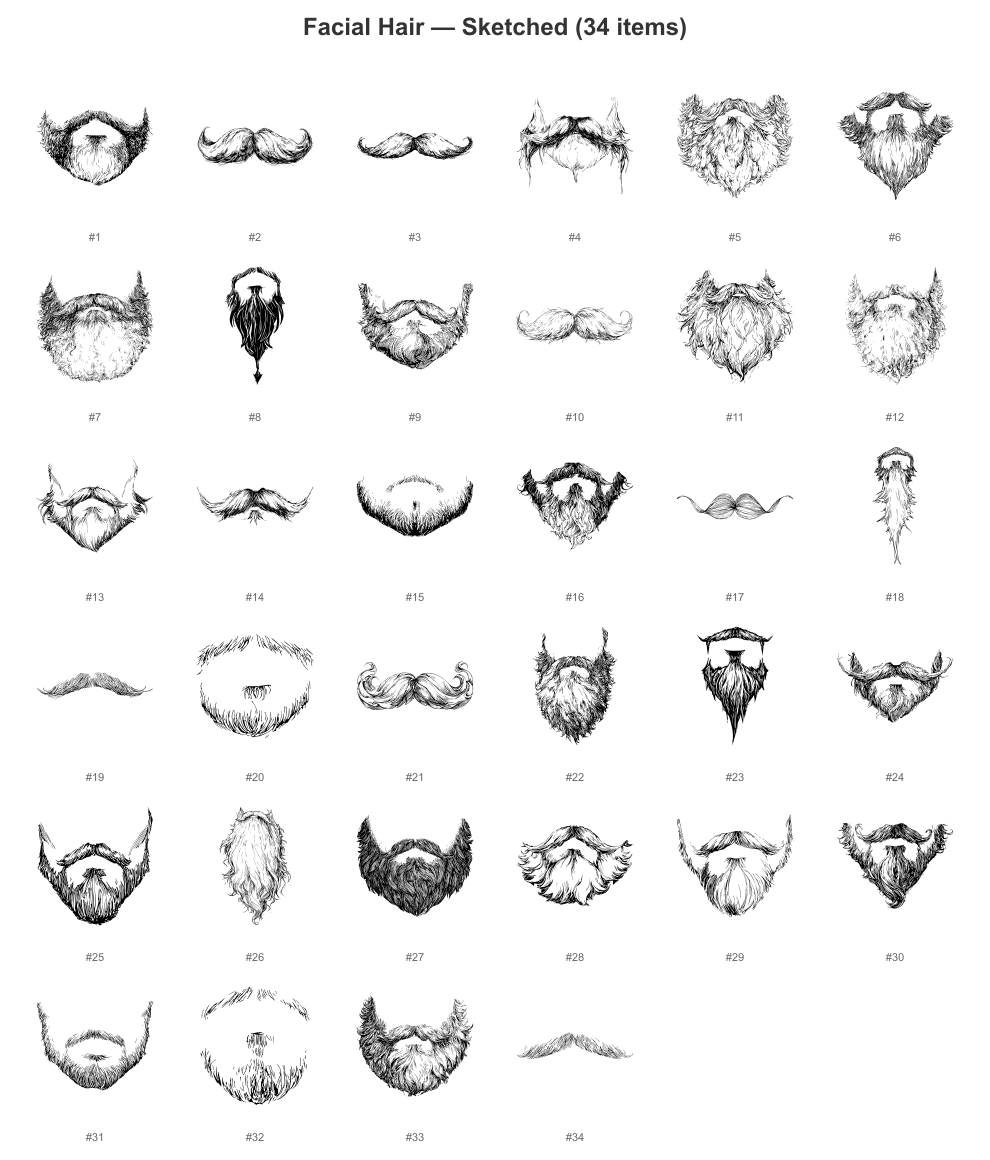 A poster showing new beards for use in HeroMachine 3.