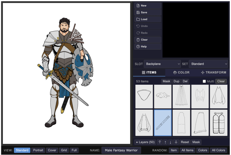 A screen shot of the in-progress HeroMachine 3 "Phoenix Edition" app.